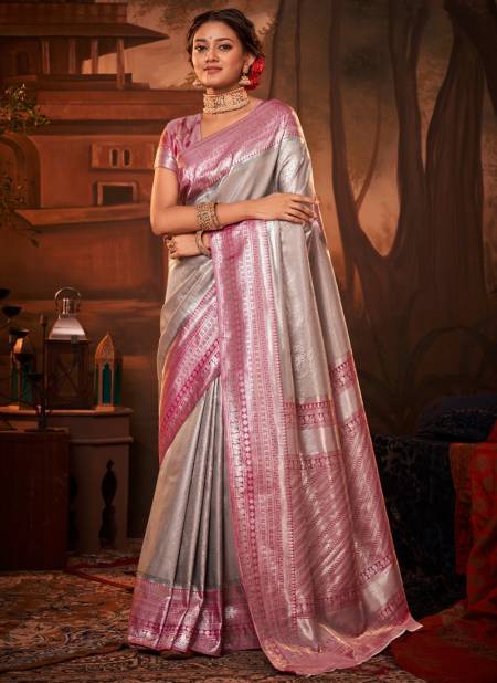 Gray And Pink Colour Rivaa Silk Festive Wear Wholesale Silk Sarees 79009