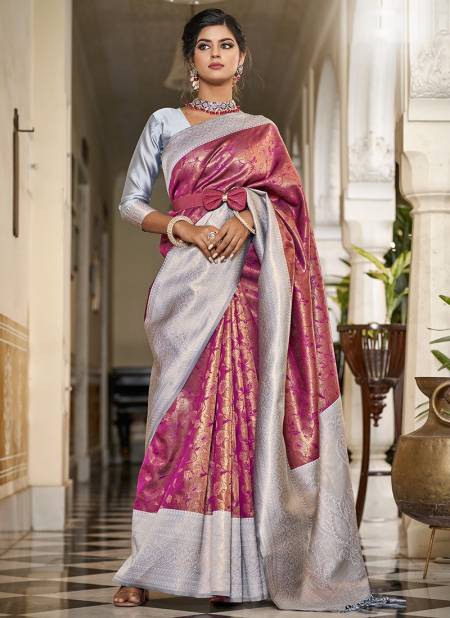 Gray And Rani Colour BK 8729 Ethnic Wear Wholesale Silk Sarees 8007