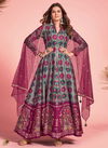 Gray And Rani Colour Kalamkari Colors Wholesale Gown Catalog 1003