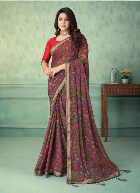 Gray And Red Vaani Vol 3 By Ruchi Daily Wear Saree Catalog 23903 B