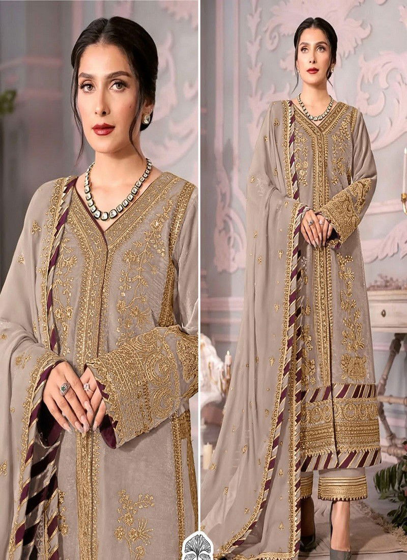 Gray Colour Aaeesha Vol 2 By Zaha Pakistani Salwar Suit Catalog 10119 D