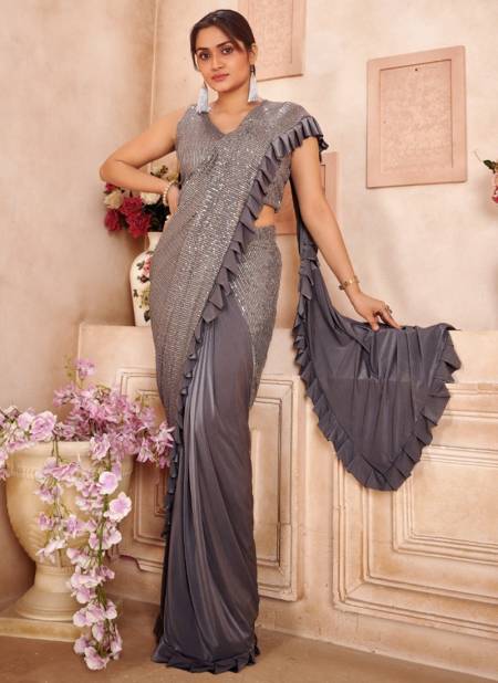 Gray Colour Amoha Designer Wholesale Party Wear Sarees 101852 F