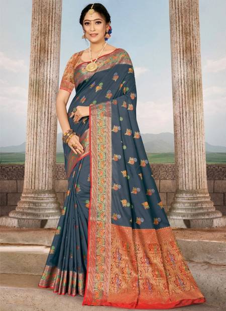 Gray Colour Anushka Festive Wear Wholesale Silk Sarees 1342
