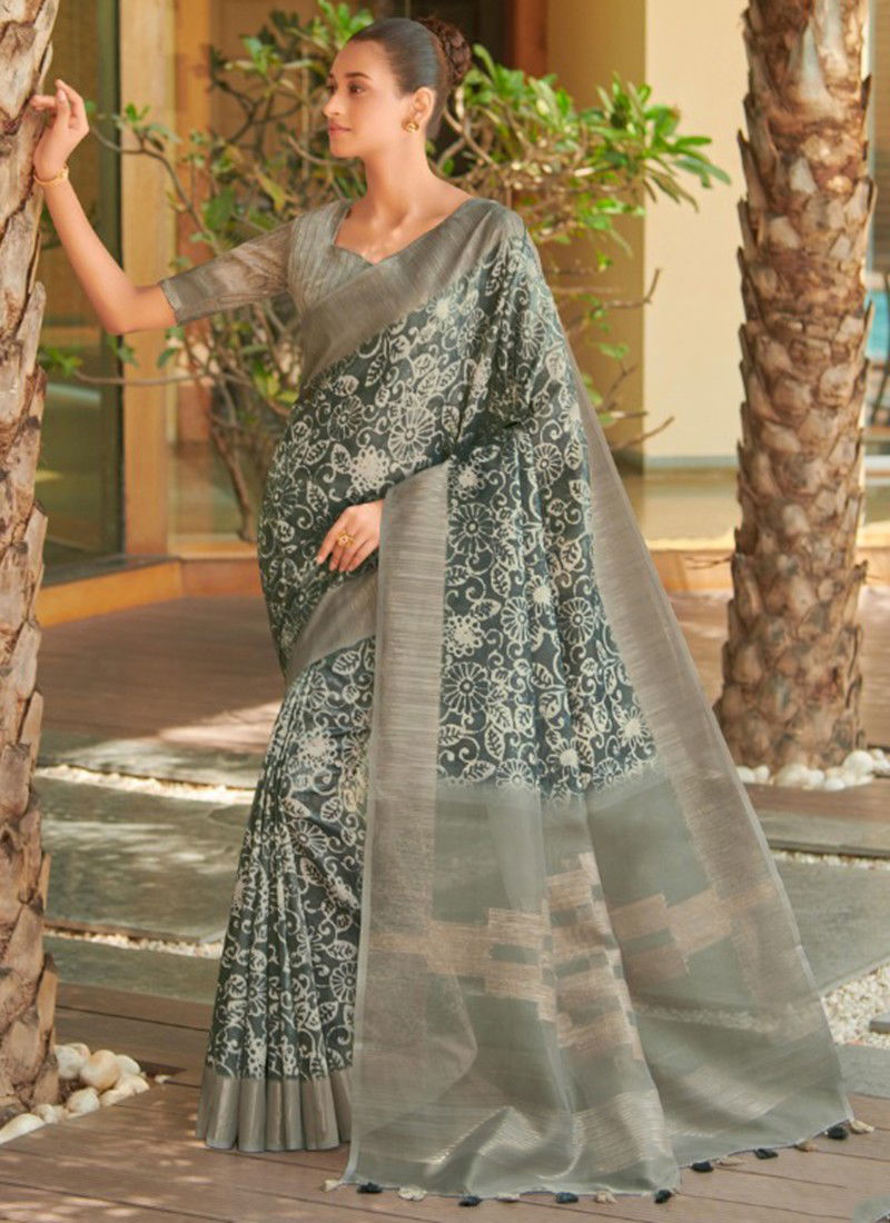 Gray Colour Chapai Vol 3 Exclusive Wholesale Printed Sarees Catalog 9302