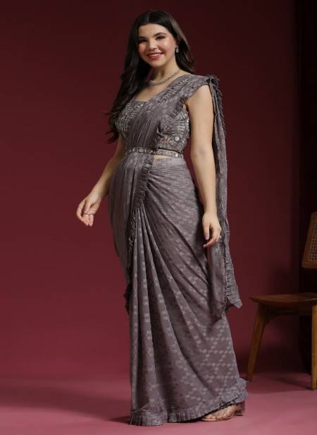 Gray Colour Dn 275 Jacquard Shimmer Party Wear Designer Saree Catalog DN 275 D