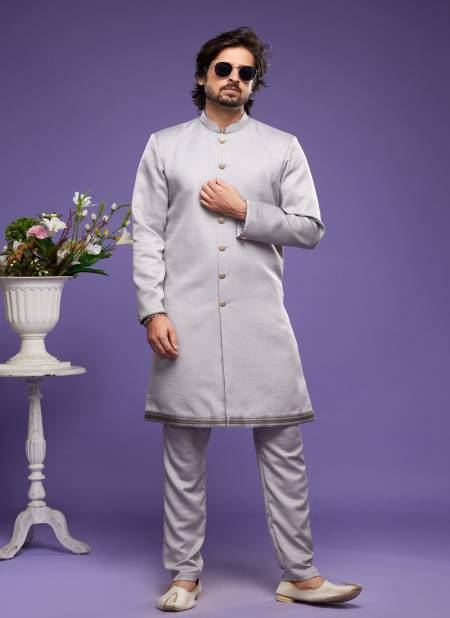 Gray Colour Function wear Stylish Mens Kurta Pajama Catalog 2485