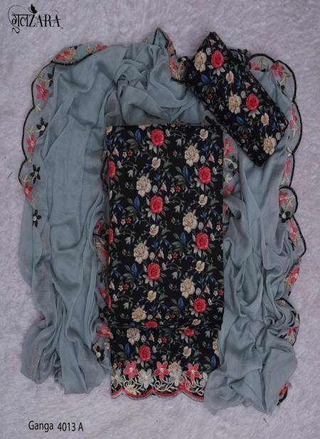 Gray Colour Ganga By Gulzara Cotton Non Catalog Dress Material Catalog 4013A