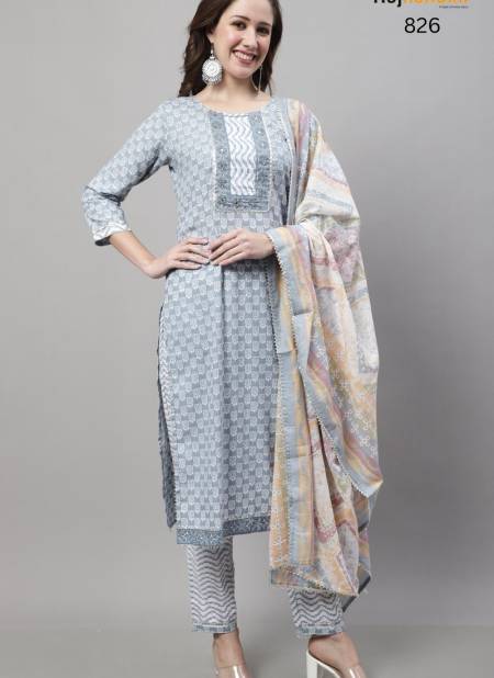 Gray Colour Gulabo By Rajnandini Cotton Salwar Suit Catalog 826