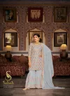 Gray Colour Kalaki By Sabah Faux Georgette Plazzo Suit Dress Material Catalog 1018 C