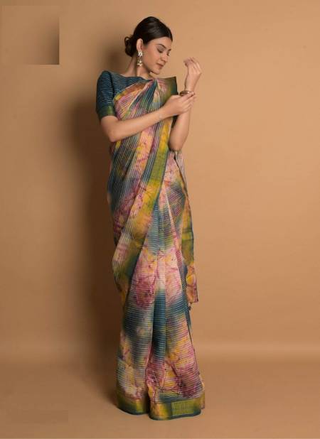Gray Colour Katha Cotton By Ashima Printed Saree Catalog 8107