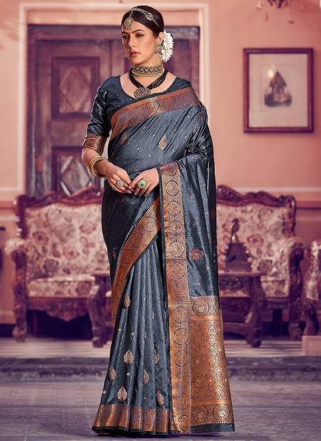 Gray Colour Kavyanjali Sangam Function Wear Wholesale Silk Sarees Catalog 11515