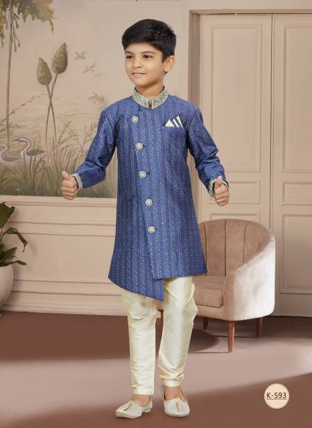 Gray Colour Kids Vol 4 Boys Wear Kurta Pajama And Indo Western Catalog K 593