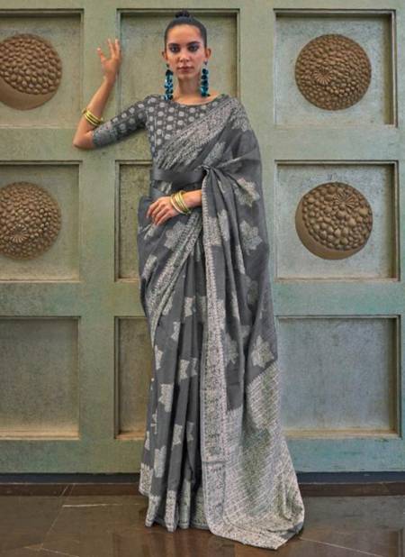 Gray Colour Kshenaz Lucknowi Fancy Wear Wholesale Printed Sarees 307002