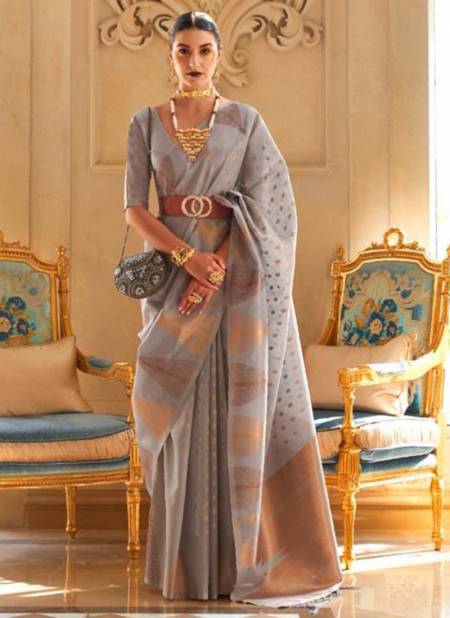 Gray Colour Kyaari Tissue Function Wear Wholesale Designer Sarees 8003