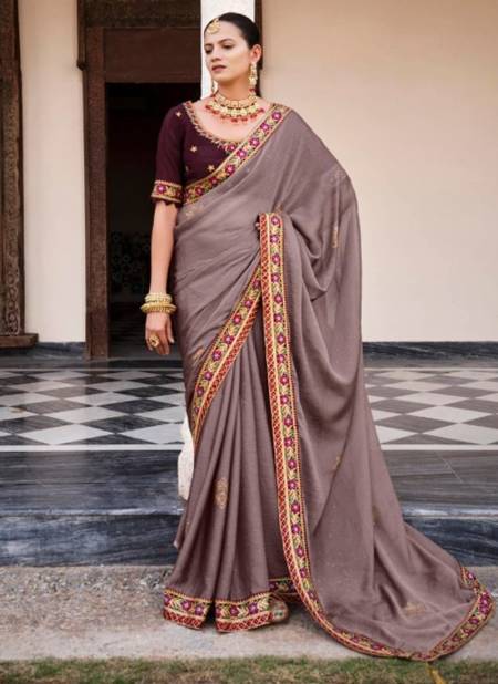 Brown Colour Mahima Exclusive Wear Wholesale Chiffon Sarees 1010