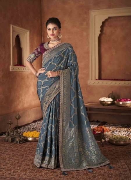 Gray Colour Meera 1 By Anmol Wedding Sarees Catalog 7009