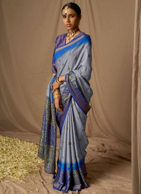 Gray Colour Meera Kimora Function Wear Wholesale Printed Sarees Catalog P16063
