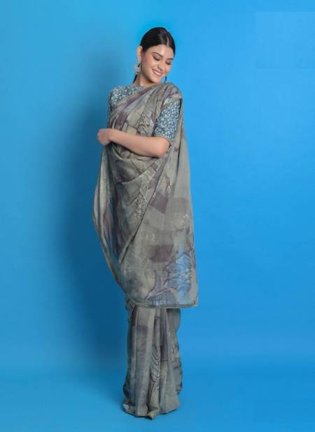Gray Colour Merce Digital By ashima Printed Saree Catalog 8005