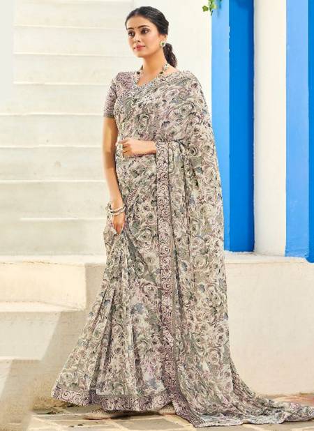 Gray Colour Modish Printed Wholesale Daily Wear Sarees 26309
