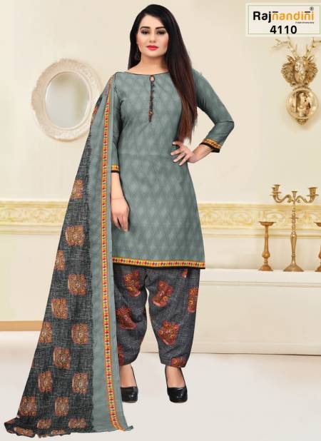 Gray Colour Mohini Cotton Dress Material Catalog 4110