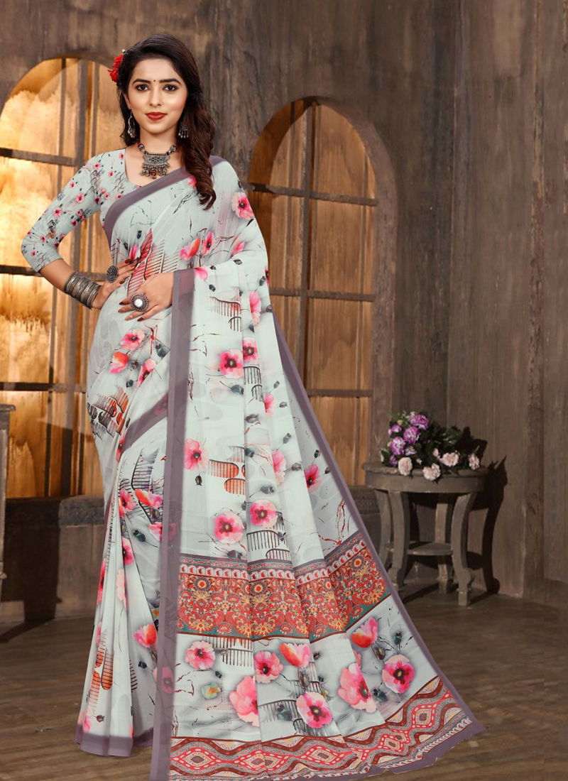 Gray Colour Mugda Digital Vol 1 By Mintorsi Daily Wear Saree Catalog 5008