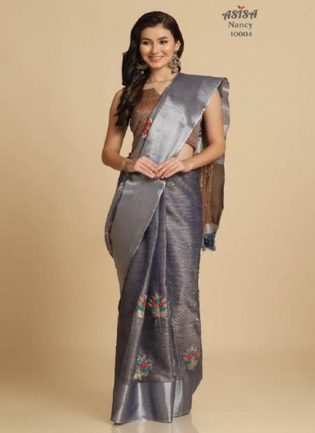 Gray Colour Nancy By Asisa Designer saree catalog 10004