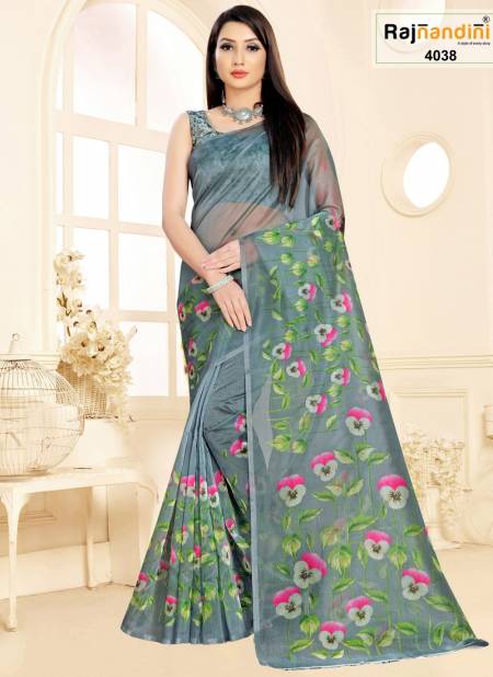 Gray Colour Nirja By Rajnandini Designer Saree Catalog 4038