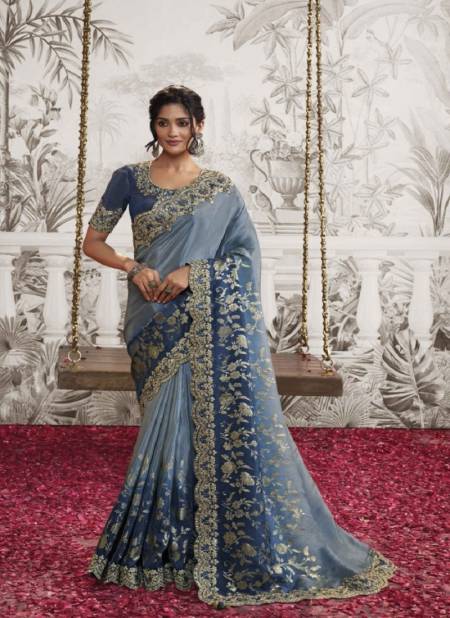 Gray Colour Noor By Sulakshmi Viscose Wedding Wear Designer Saree Catalog 8208