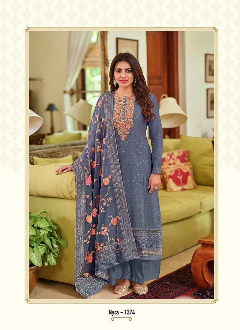 Gray Colour Nyra Vol 3 By Eba Lifestyle Designer Salwar Suits Catalog 1374