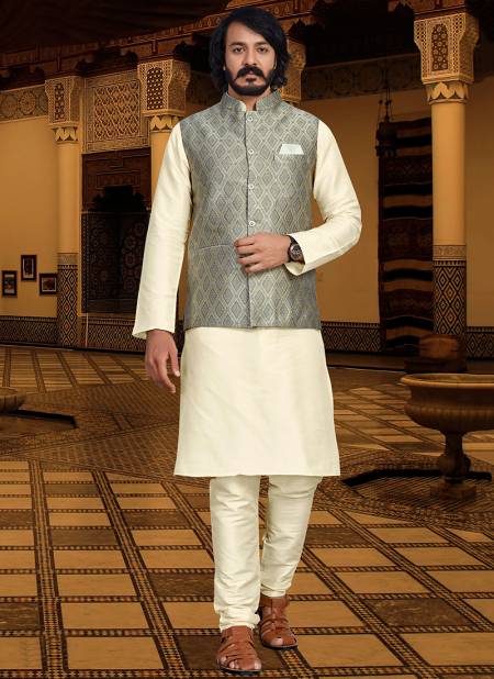 Gray Colour Outluk 120 Occasion Wear Mens Modi Jacket Kurta Pajama Catalog 12002