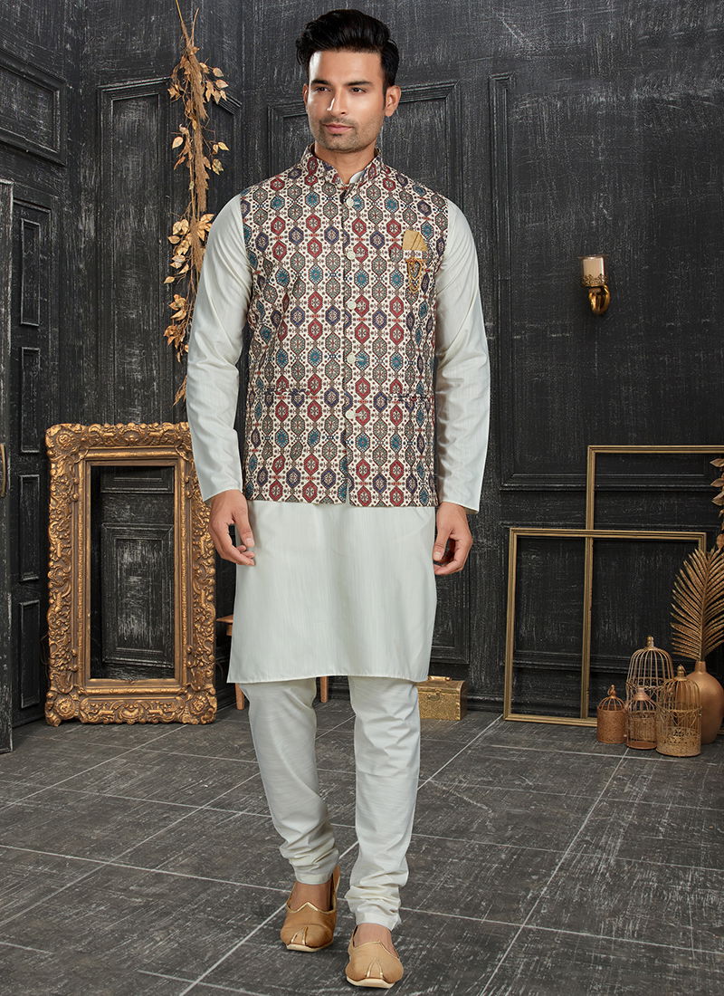 Gray Colour Outluk Vol 69 A Function Wear Wholesale Modi Jacket Kurta Pajama 69008 A