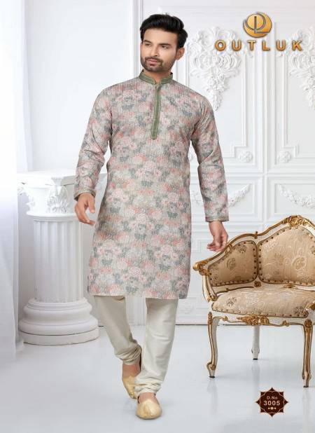 Gray Colour Outluk Wedding Collection Vol 3 Mens Wear Kurta Pajama Catalog 3005