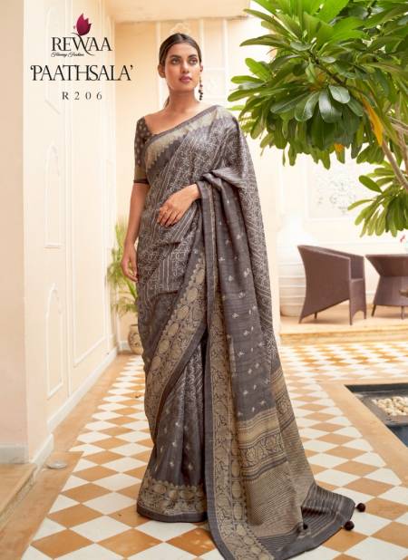 Gray Colour Paathsala By Rewaa Silk Saree Catalog 206