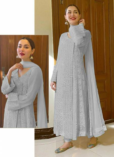 Gray Colour R 346 Designer Wholesale Anarkali Salwar Suit Catalog R 346 F