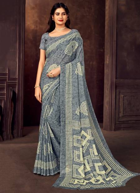 Gray Colour Ruchi Star Chiffon 73 Edition Regular Wear Wholesale Printed Sarees 15701-C