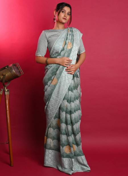 Gray Colour Rust Printed Wholesale Daily Wear Sarees 6001