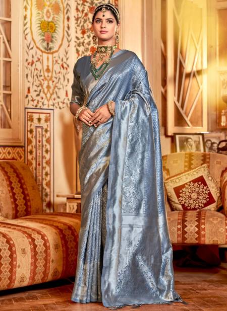 Gray Colour Sailja The Fabrica Wedding Wear Wholesale Silk Sarees Catalog 11003