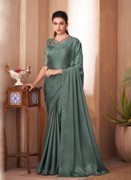 Gray Colour Sandalwood By TFH Party Wear Sarees Catalog 1114