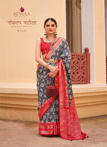 Gray Colour Sankalp Patola By Rewaa Silk Designer Saree Catalog R 1131