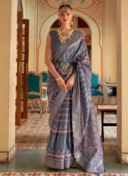 Gray Colour Saptapadi Ethnic Wear Smooth Patola Wholesale Saree Collection R 526 A
