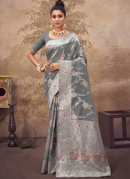 Gray Colour Shipra Printed Wholesale Cotton Silk Sarees Catalog 3168