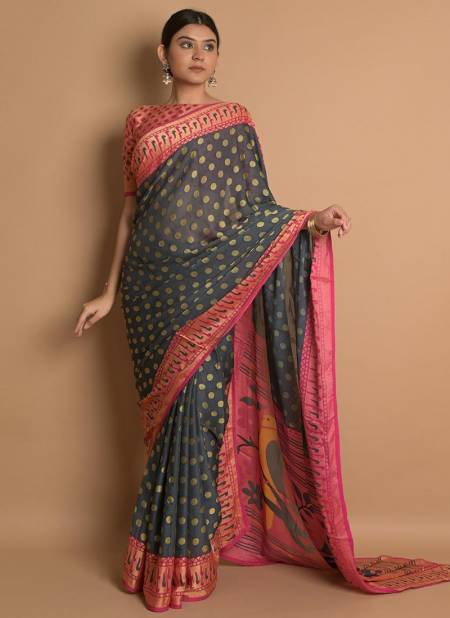 Gray Colour South Indian Printed Wholesale Designer Sarees 6803
