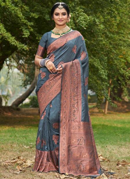 Gray Colour Sungrace Sangam Festive Wear Wholesale Silk Sarees Catalog 10017