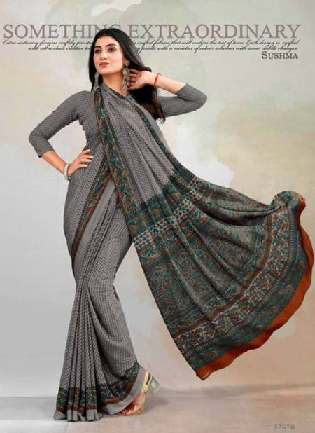 Gray Colour Sushma Set 57 Daily Wear Printed Saree Catalog 5707 B