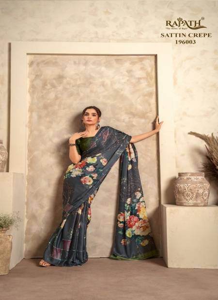 Gray Colour The Winter Lover By Rajpath Satin Silk Designer Saree Catalog 196003
