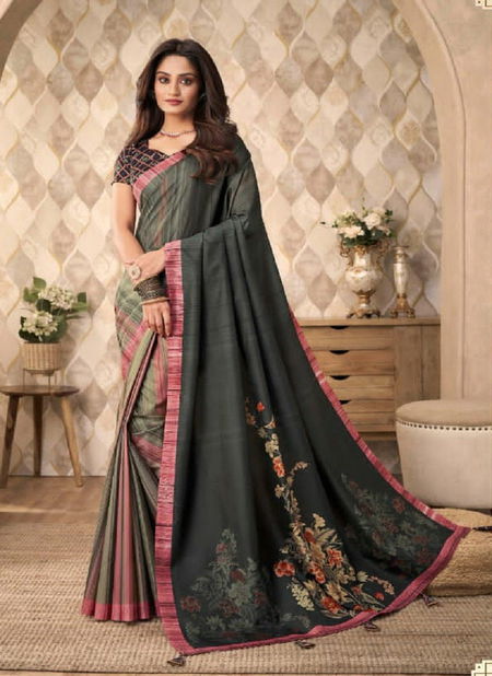 Gray Colour Tulip Vol 4 By Anmol Printed Saree Catalog 409 Catalog