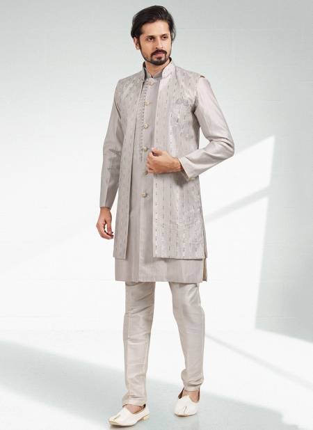 Gray Colour Wedding Wear Wholesale Modi Jacket Kurta Pajama 1853