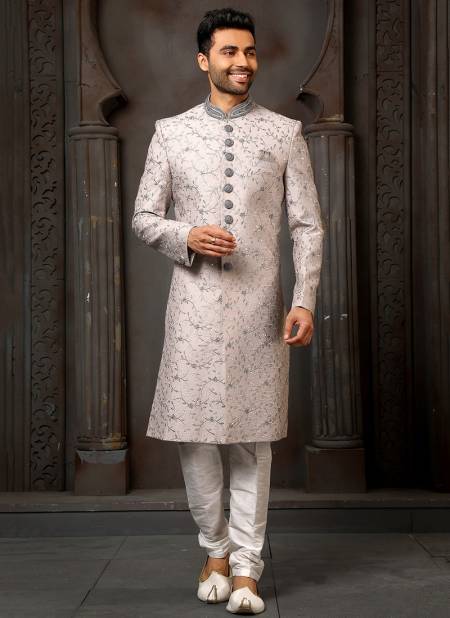 Gray Colour Wedding Wear Wholesale Sherwani Catalog 1729