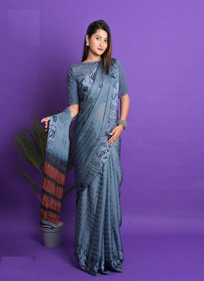 Gray Oliva By Ashima Designer Saree Catalog 7906