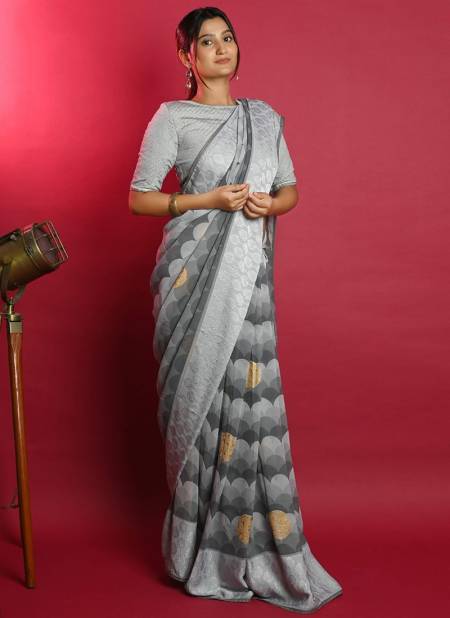Gray Rust Printed Wholesale Daily Wear Sarees 6008